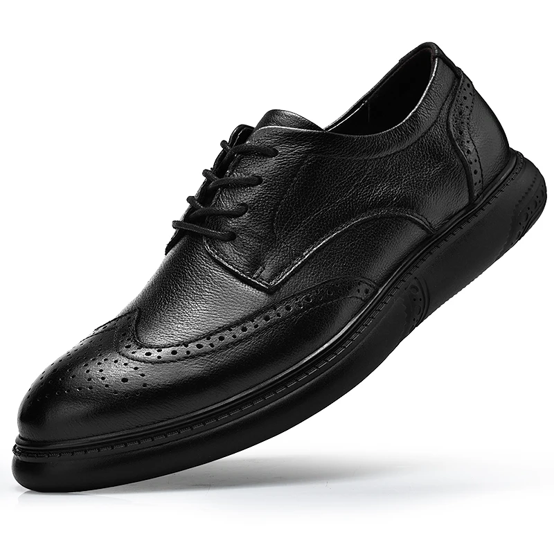 Мужские Официальные модельные туфли из натуральной кожи, Стильное деловое платье в британском Стиле, Мужские Туфли на плоской Подошве, Высококачественные броги, Мужские Туфли-Оксфорды, Большой Размер
