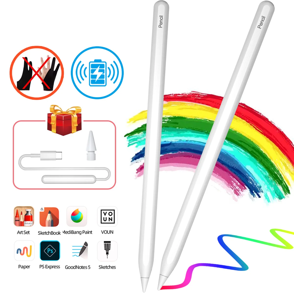 Для Apple iPad Air 5 4 3 Карандаш Bluetooth Ручка Карандаш для отвода ладони Для iPad 2022 2021 2020 2019 2018 Планшет Карандаш для рисования