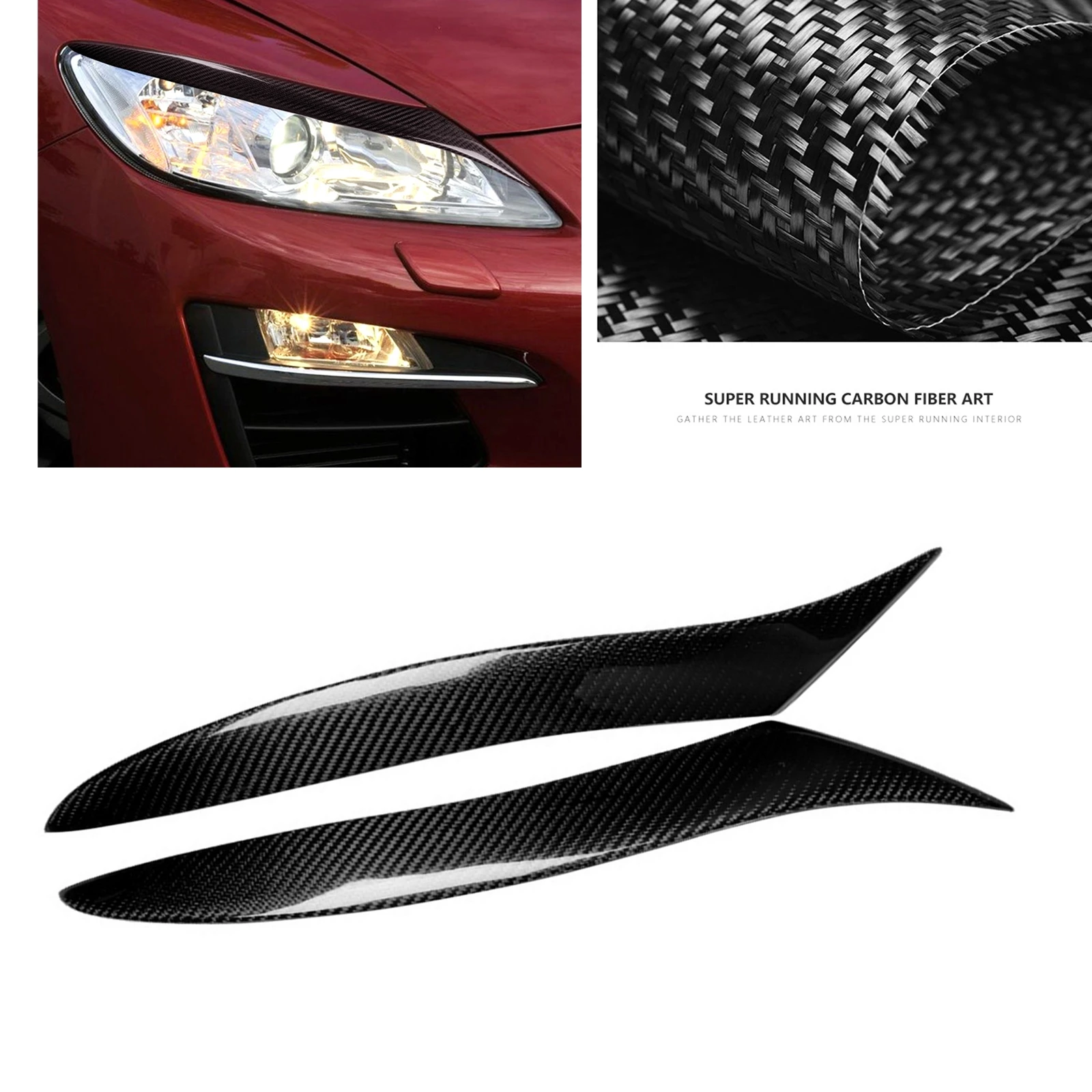 Наклейка для бровей на фары из углеродного волокна, накладка на веко фары, накладка на лоб Переднего головного света, накладка на брови Для Mazda RX-8 RX8 2009-2012