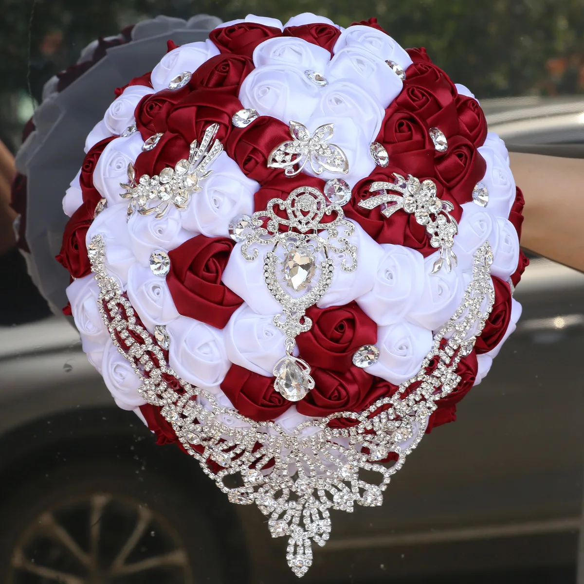 Популярный бордово-белый букет невесты и подружек невесты для свадебного украшения, романтические аксессуары для свадьбы, свадебный шелковый цветок