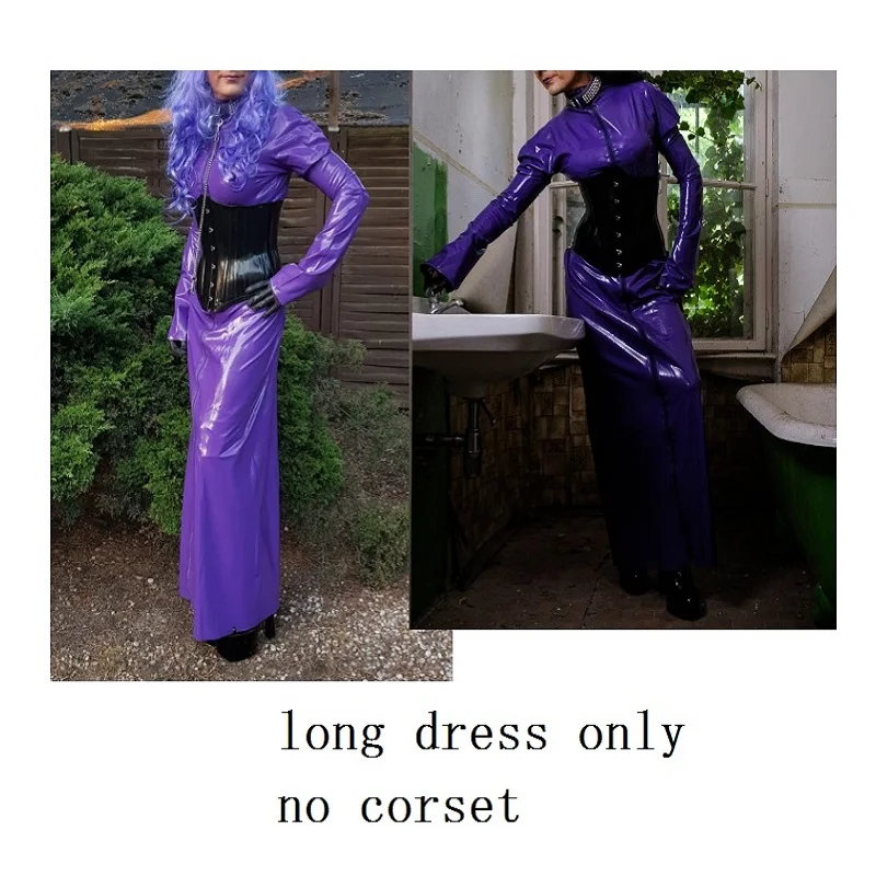 Латексное платье в сексуальном корсетном стиле, обтягивающее с фартуком, длинное платье цвета мути ручной работы, большие размеры, обычное